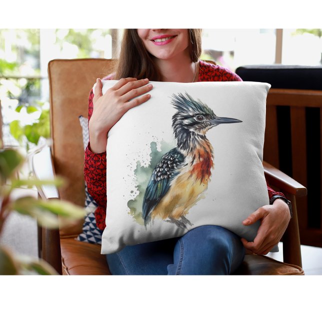 Colourful Roadrunner in watercolor Cushion (Creator Uploaded)
