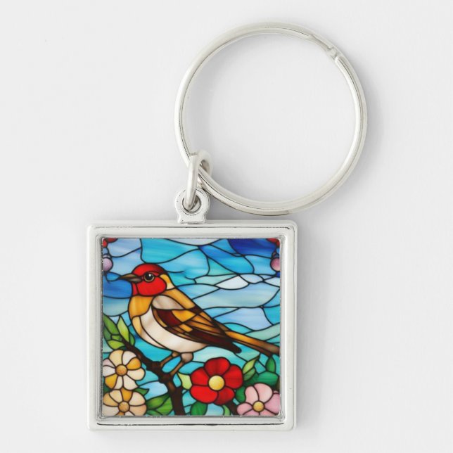 Colourful Robin Key Ring (Front)