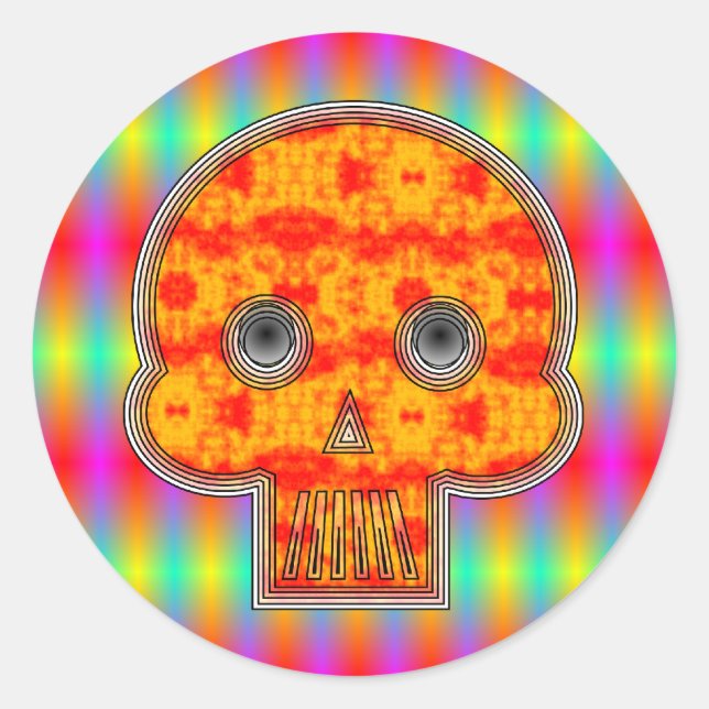 Colourful Robot Skull Classic Round Sticker (Front)