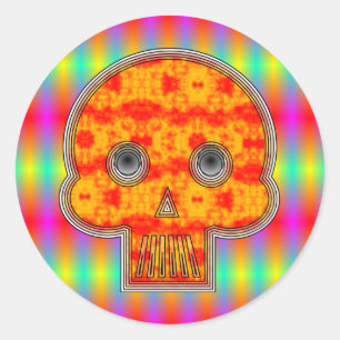 Colourful Robot Skull Classic Round Sticker