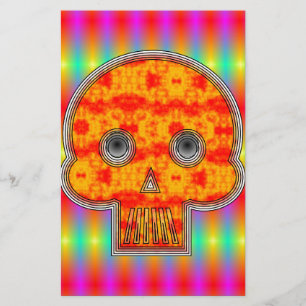 Colourful Robot Skull On Rainbow Background