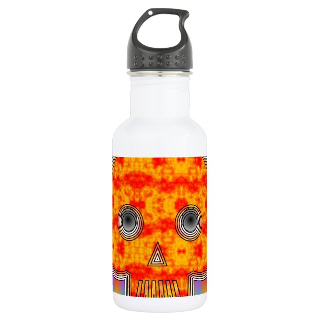 Colourful Robot Skull On Rainbow Background 532 Ml Water Bottle (Front)