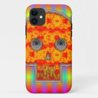 Colourful Robot Skull On Rainbow Background