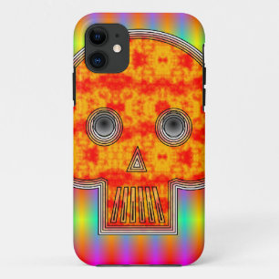 Colourful Robot Skull On Rainbow Background iPhone 11 Case
