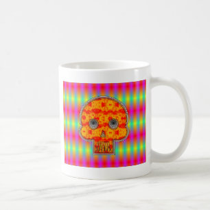 Colourful Robot Skull On Rainbow Background Coffee Mug
