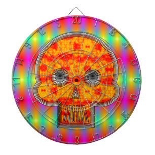 Colourful Robot Skull On Rainbow Background Dartboard