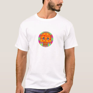 Colourful Robot Skull On Rainbow Background T-Shirt