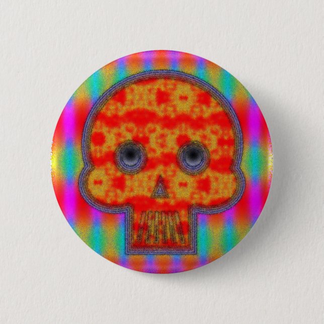 Colourful Robot Skull Painting 6 Cm Round Badge (Front)