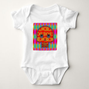 Colourful Robot Skull Painting Baby Bodysuit