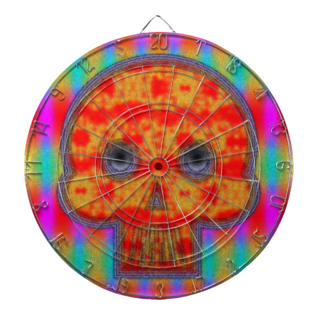 Colourful Robot Skull Painting Dartboard (Front)