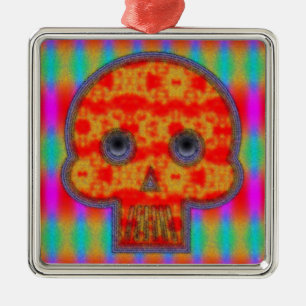 Colourful Robot Skull Painting Metal Tree Decoration