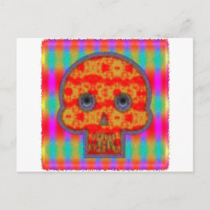 Colourful Robot Skull Painting Postcard