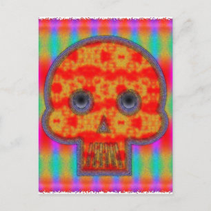 Colourful Robot Skull Painting Postcard