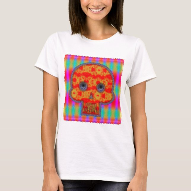 Colourful Robot Skull Painting T-Shirt (Front)