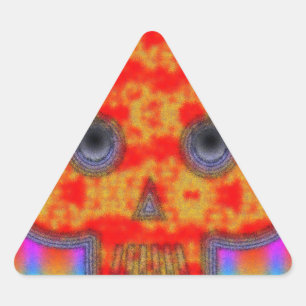 Colourful Robot Skull Painting Triangle Sticker