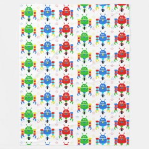 Colourful Robots Kids Duvet Cover Fleece Blanket
