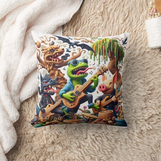 Colourful Rock and Roll Band in Whimsical Forest Cushion (Blanket)