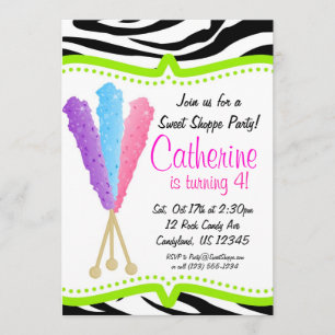 Colourful Rock Candy Birthday Party Invitation