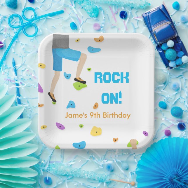Colourful Rock Climbing Party  Paper Plate (Party)