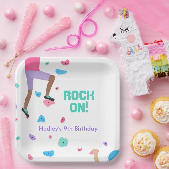 Colourful Rock Climbing Party  Paper Plate (Party)
