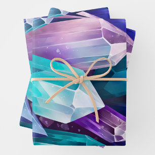 Colourful Rock Crystal Art Wrapping Paper Sheets