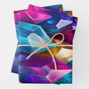 Colourful Rock Crystal Art Wrapping Paper Sheets