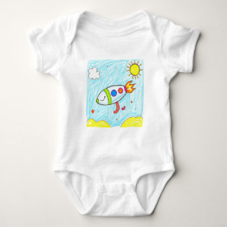Colourful Rocket Doodle Fun Space Art Baby Bodysuit