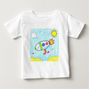 Colourful Rocket Doodle Fun Space Art   Baby T-Shirt
