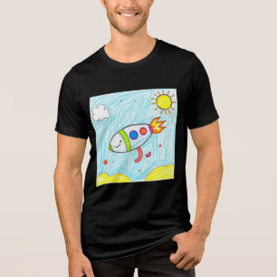 Colourful Rocket Doodle Fun Space Art Tri-Blend Shirt