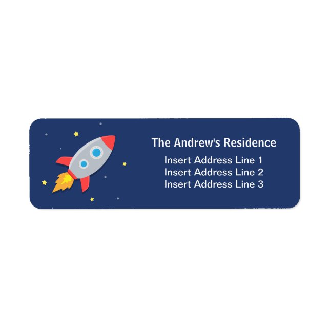 Colourful, Rocket Ship, Outer Space, For kids Return Address Label (Front)