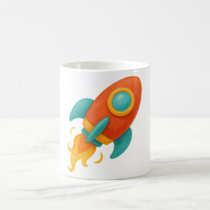 Colourful Rocket – Watercolor Space Mug Design for
