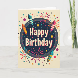 Colourful Rockets Birthday Card
