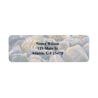 Colourful rocks return address label