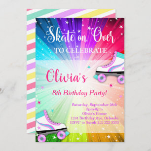Colourful Roller Skate Birthday Party Invite