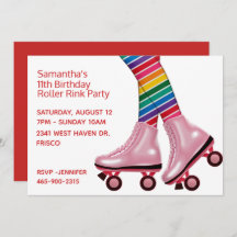 Colourful Roller Skating Birthday Party Invitation