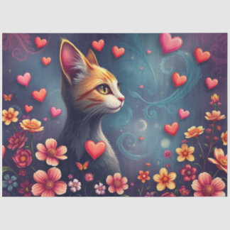 Colourful Romantic Cats Tissue Paper