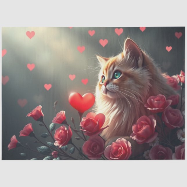 Colourful Romantic Cats Tissue Paper (Front)