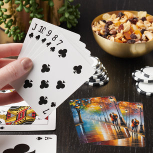 Colourful Romantic Couple Street Night Painting Playing Cards