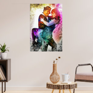 Colourful Romantic Couple Tango Dancers in Love Poster