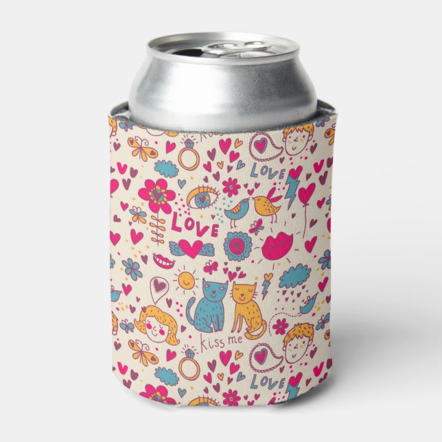 Colourful romantic pattern can cooler (Can Front)