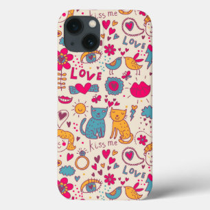 Colourful romantic pattern iPhone 13 case