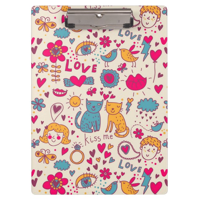 Colourful romantic pattern clipboard (Front)