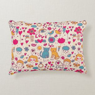 Colourful romantic pattern decorative cushion