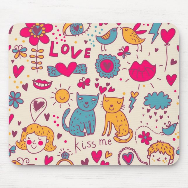Colourful romantic pattern mouse pad (Front)