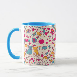 Colourful romantic pattern mug