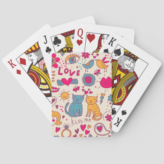 Colourful romantic pattern playing cards (Back)