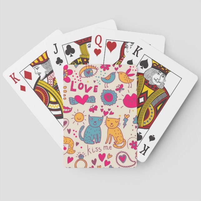 Colourful romantic pattern playing cards (Back)