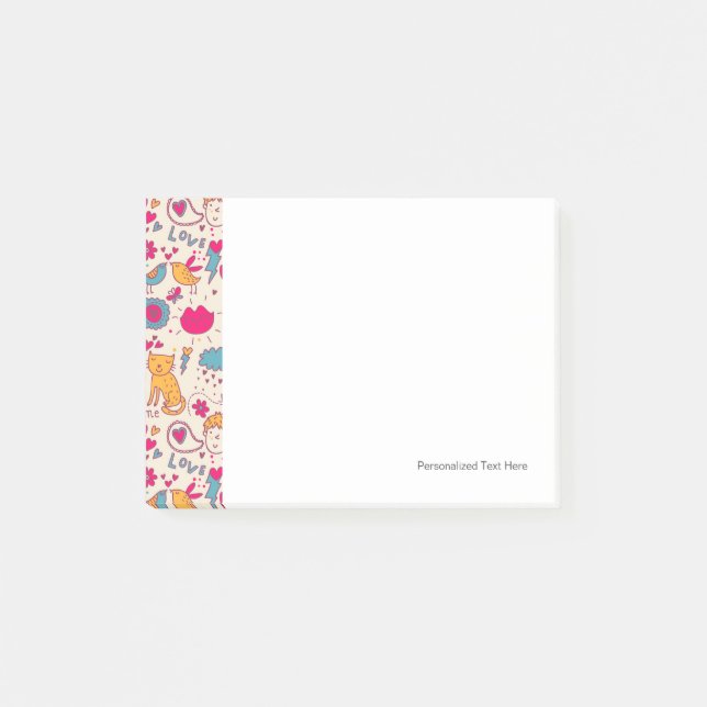 Colourful romantic pattern post-it notes (Front)