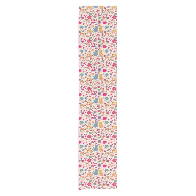 Colourful romantic pattern short table runner (Front)