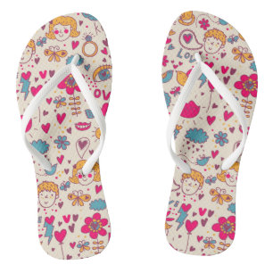 Colourful romantic pattern thongs